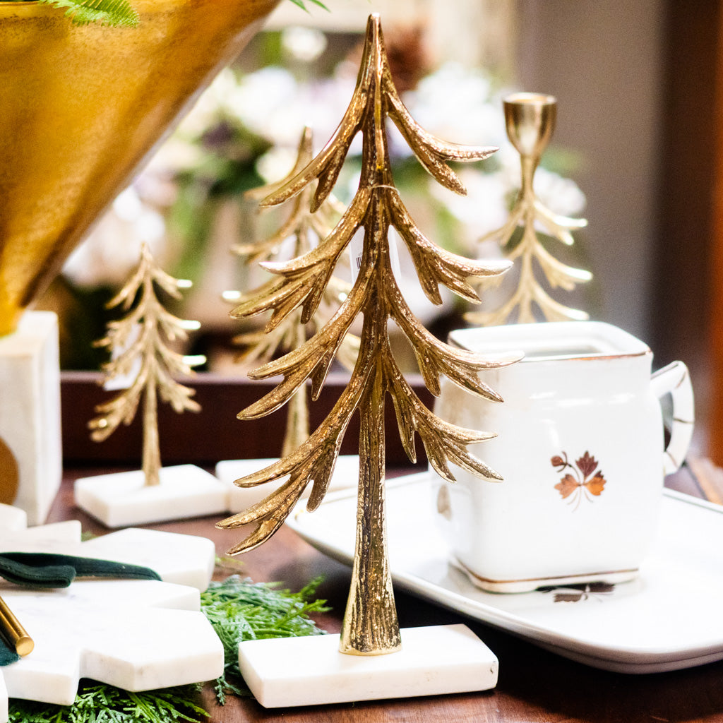 Tree Gold Aluminum on Marble Base Tall