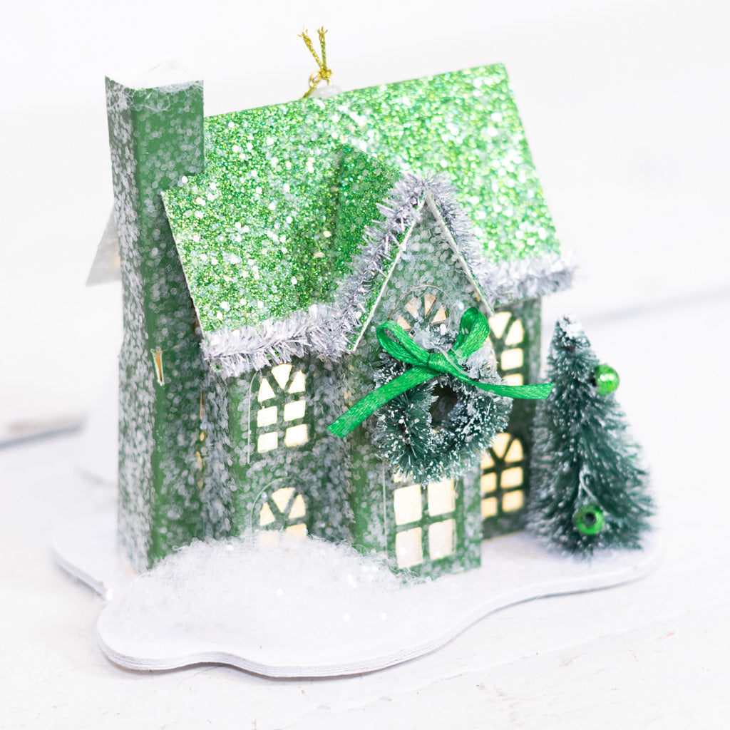 LED Battery Timer Holiday Lane Green House Ornament
