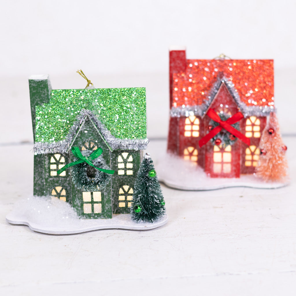 LED Battery Timer Holiday Lane Green House Ornament