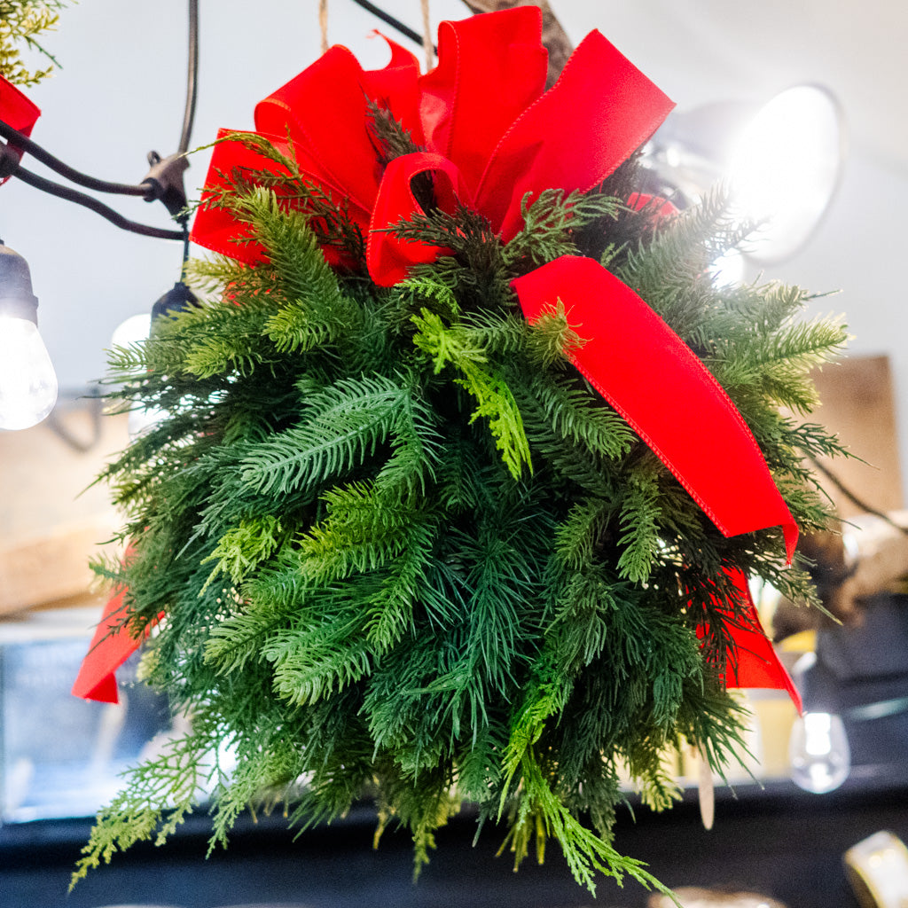 Evergreen Kissing Ball with Bows