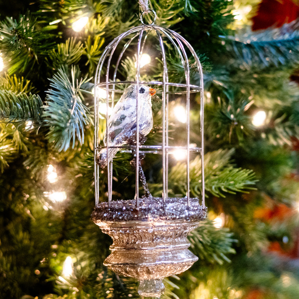 Mercury Glass Birdcage Ornament