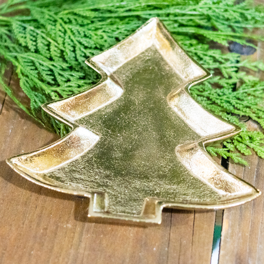 Tree Trinket Tray Gold Aluminum