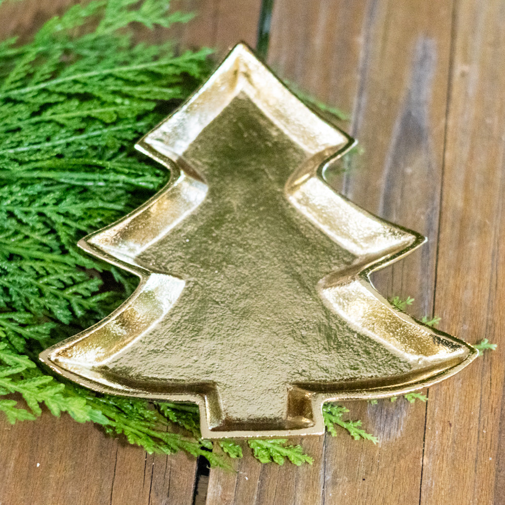Tree Trinket Tray Gold Aluminum