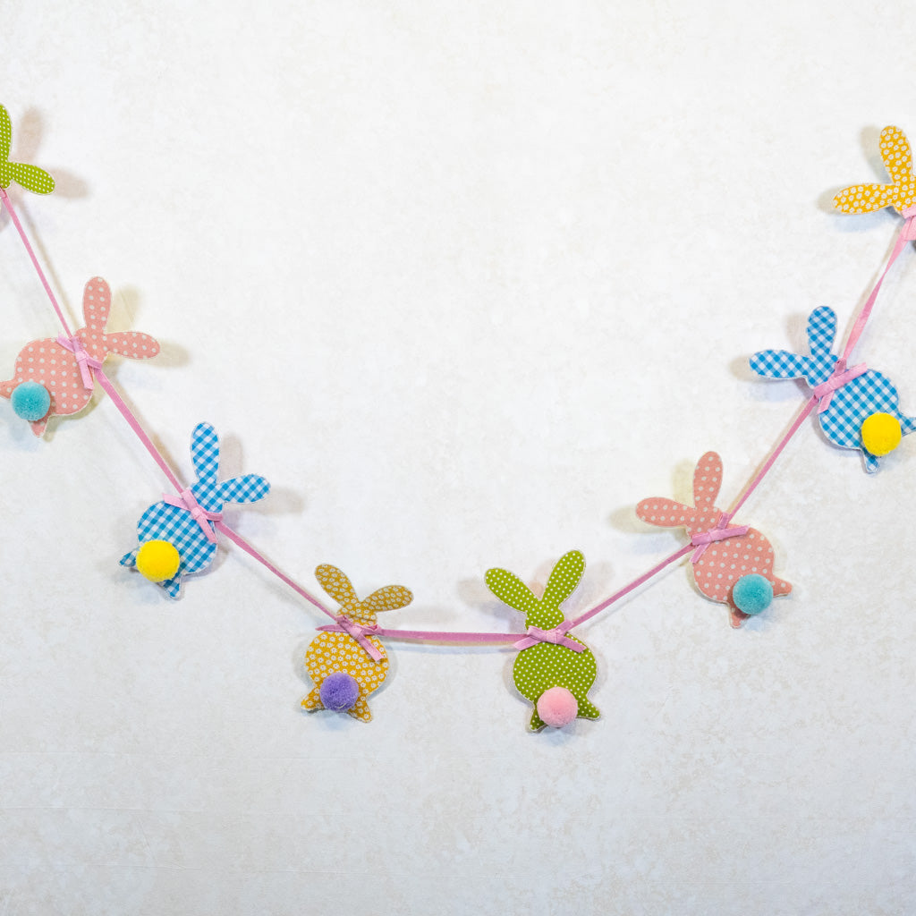 Gingham Easter Bunny PomPom Tail Garland