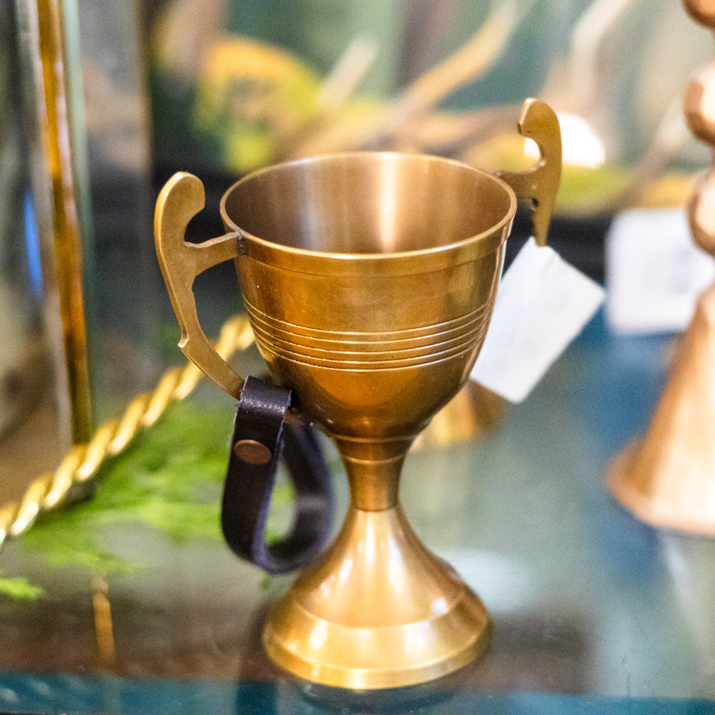 Brass Trophy with Leather Strap Ornament