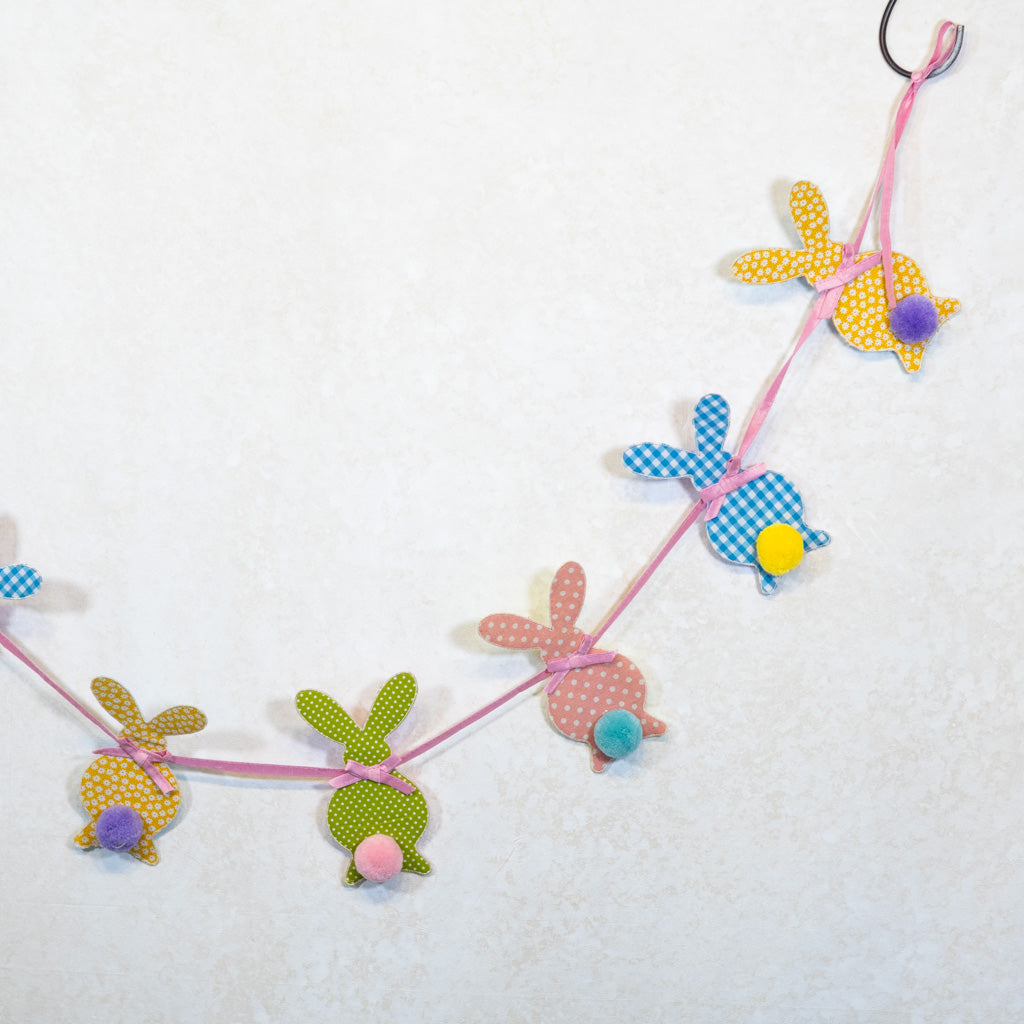 Gingham Easter Bunny PomPom Tail Garland