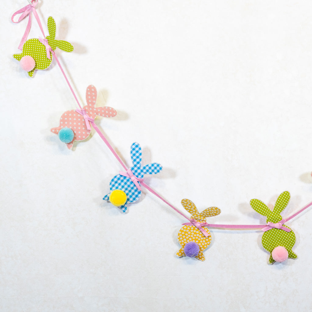 Gingham Easter Bunny PomPom Tail Garland