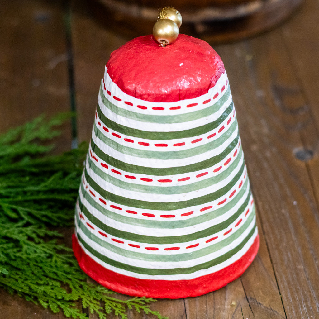 Pattern Lines Paper Mache Bell