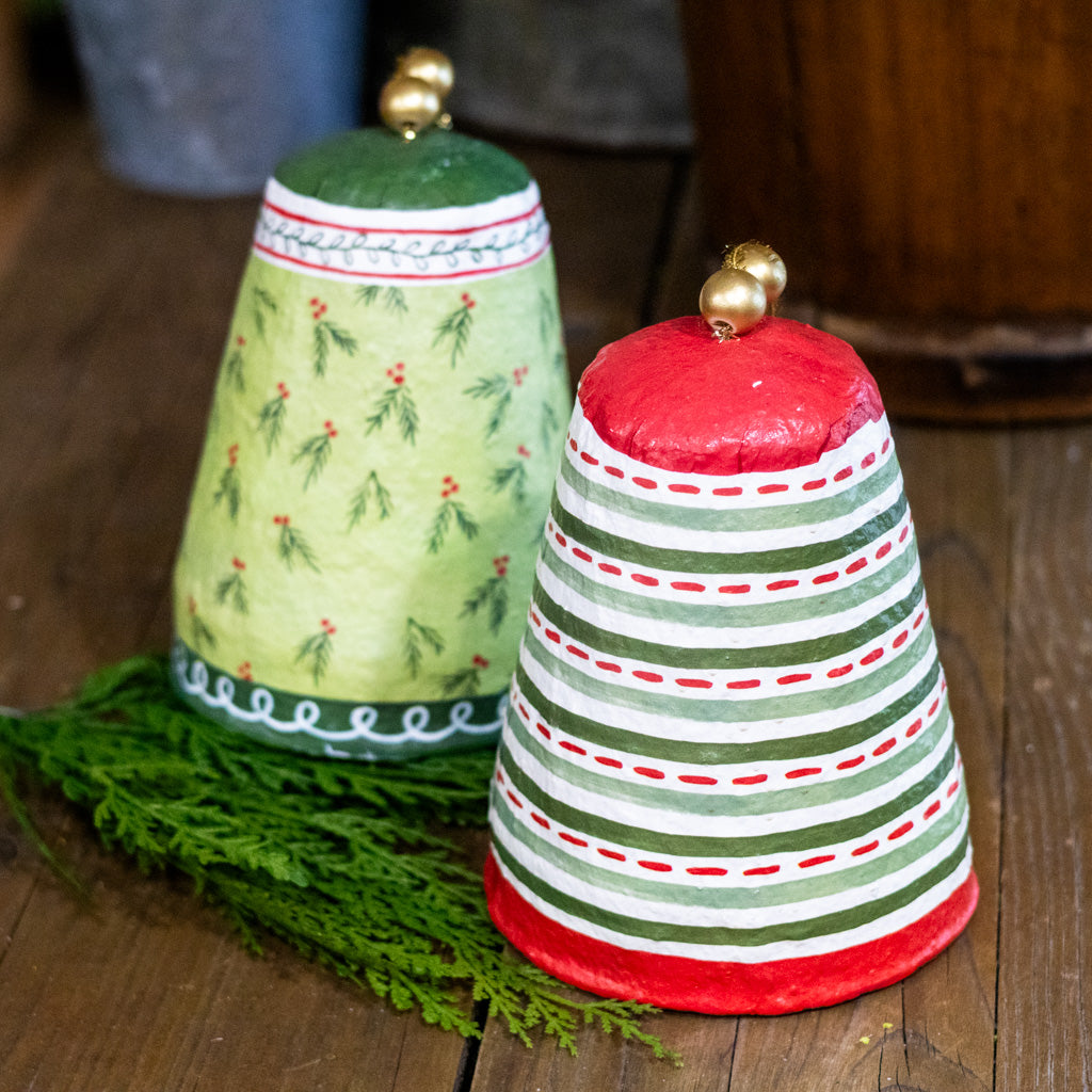 Pattern Lines Paper Mache Bell