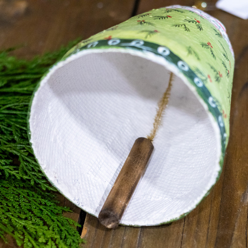 Pattern Holly Paper Mache Bell