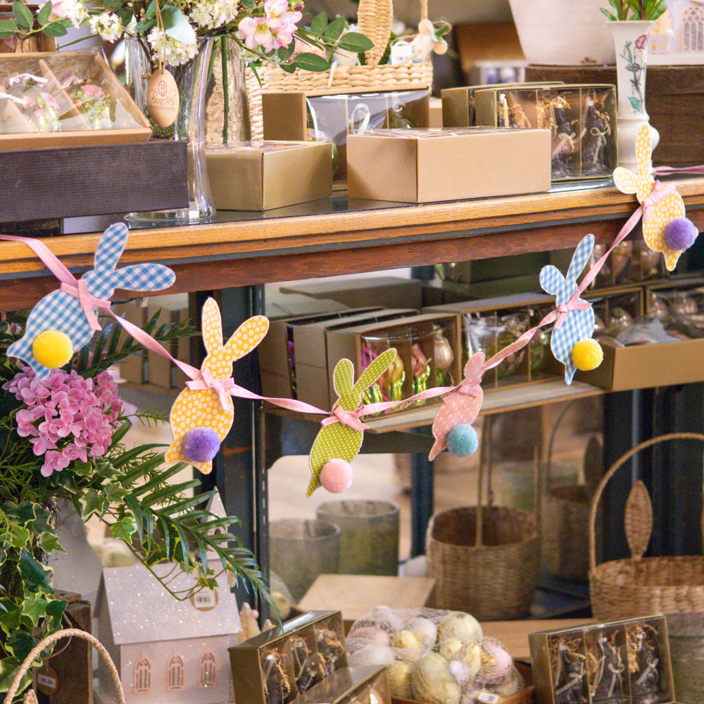 Gingham Easter Bunny PomPom Tail Garland