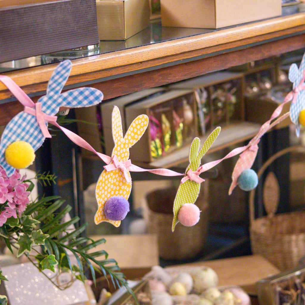 Gingham Easter Bunny PomPom Tail Garland