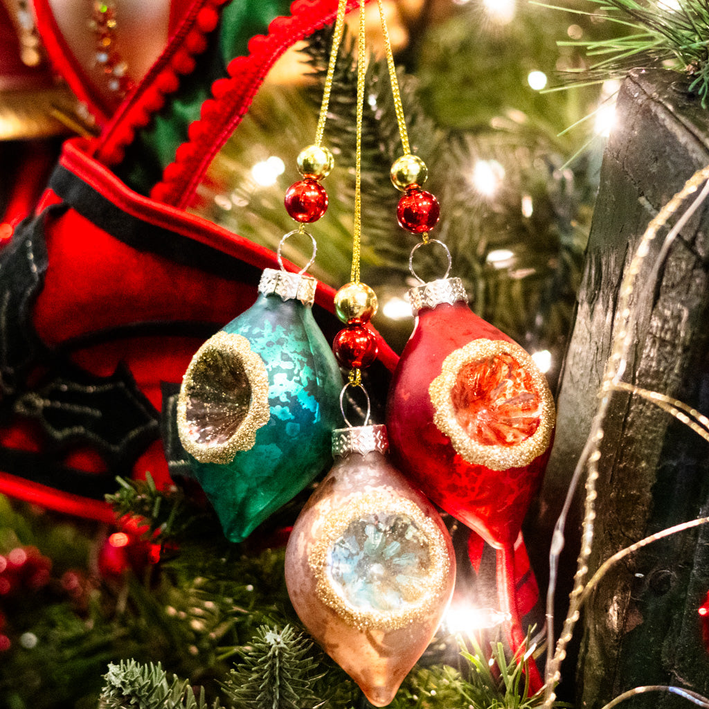 Glass Triple Ball Reflector Ornament