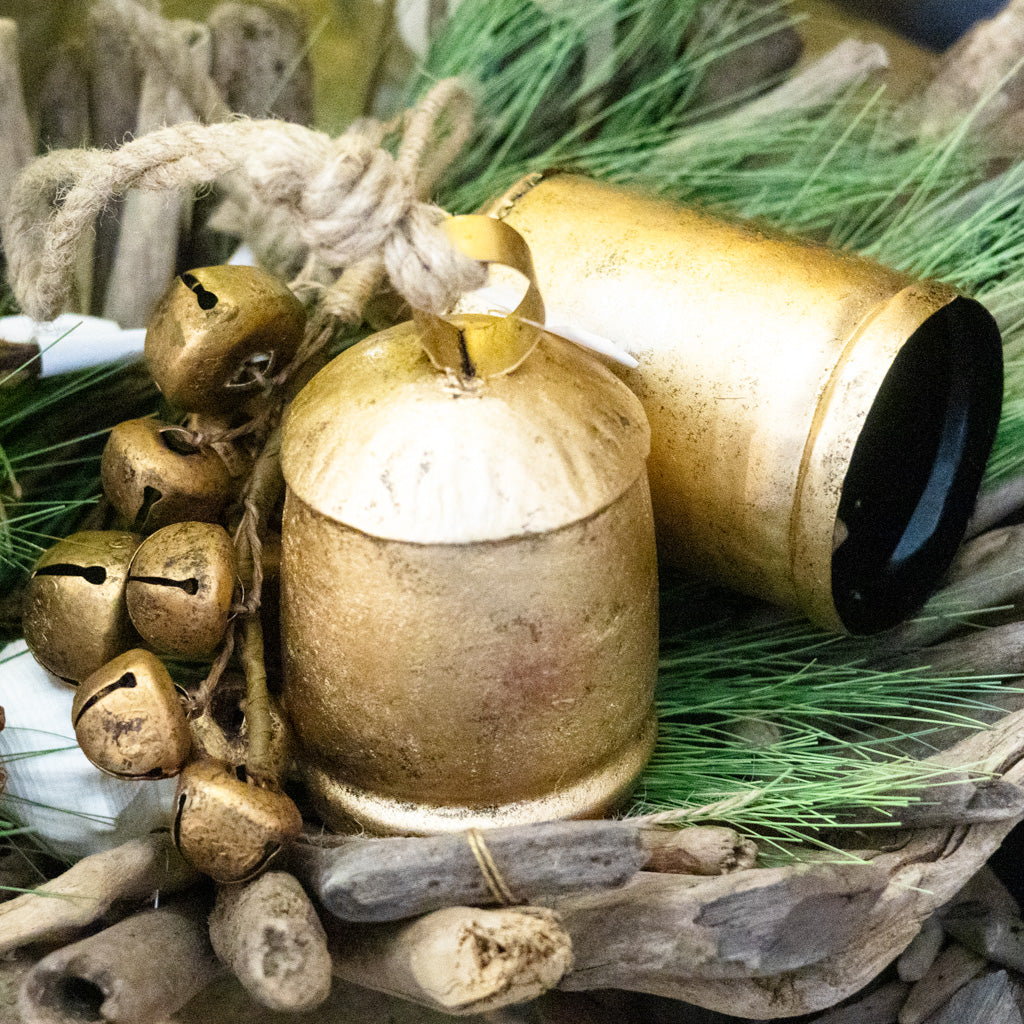 Antiqued Gold Iron with Jute Bell Short