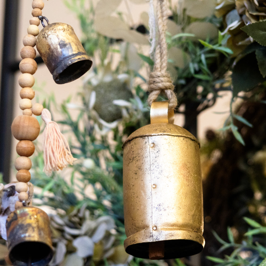 Antiqued Gold Iron with Jute Bell Tall
