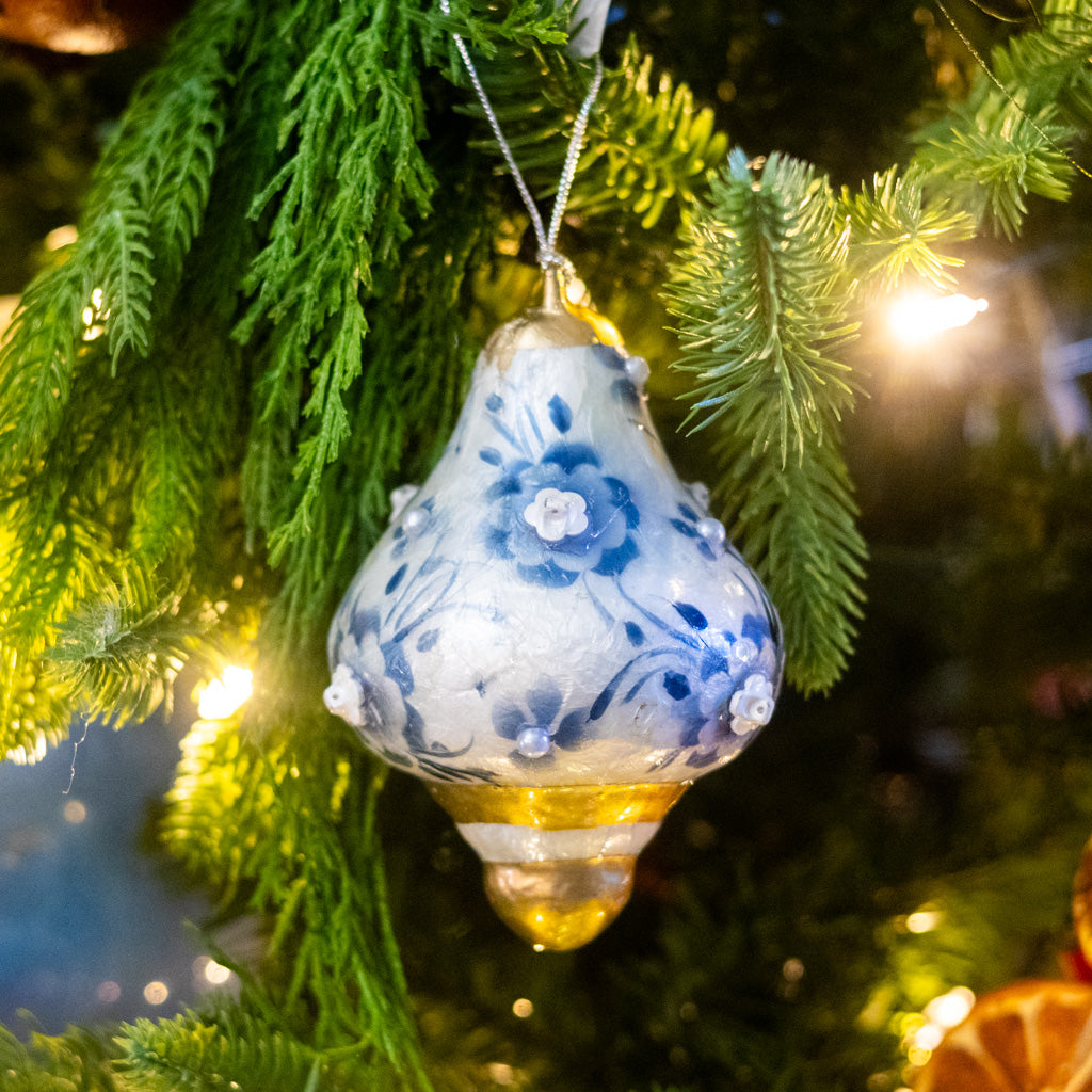 Capiz Floral Drop Finial with Gold Ornament