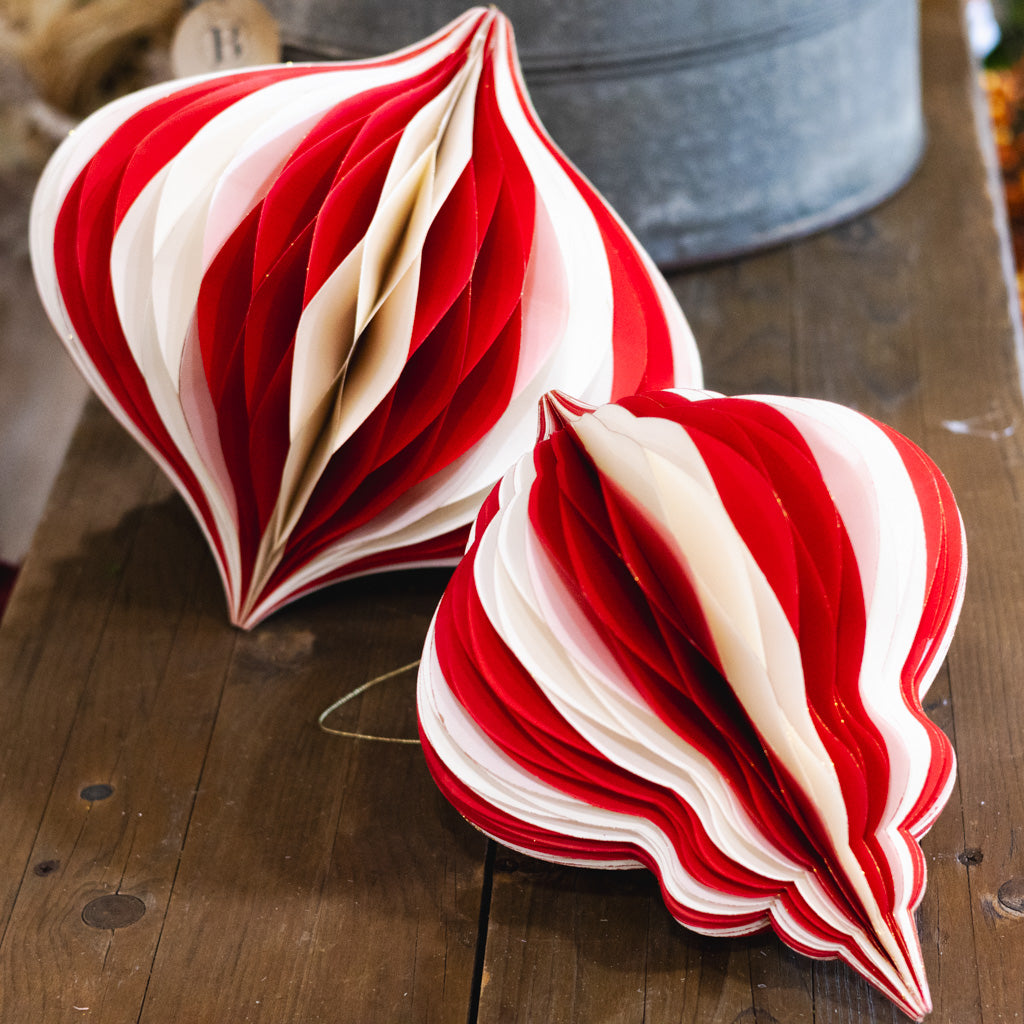 Paper Folding White Red Honeycomb Small