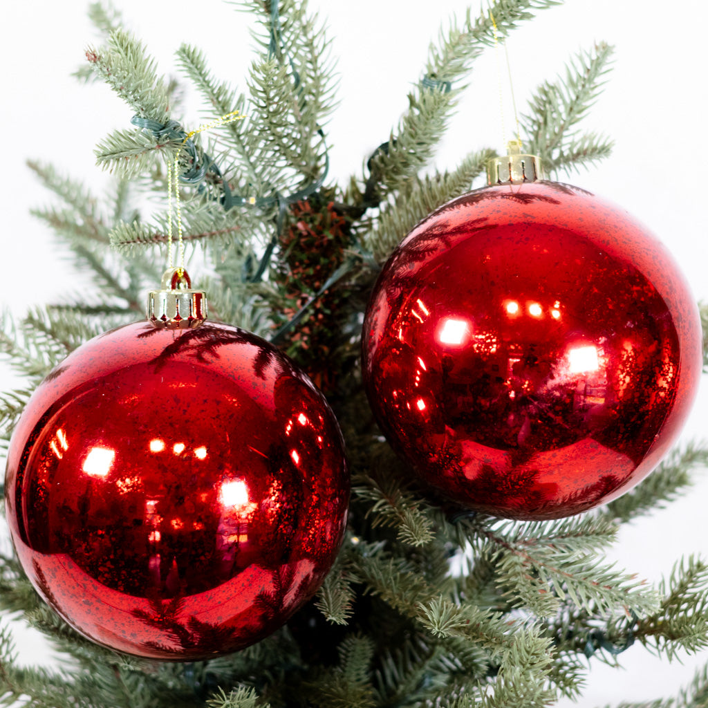 Mercury Red Ball Ornament Box of Two