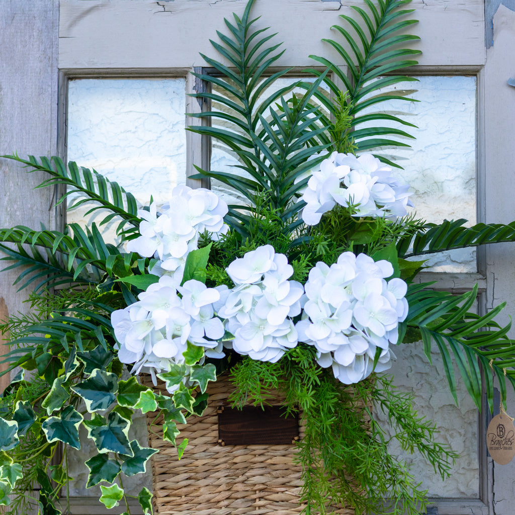 White Hydrangea Mix Elongated Drop In