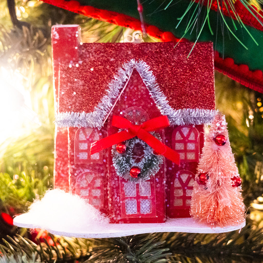 LED Battery Timer Holiday Lane Red House Ornament
