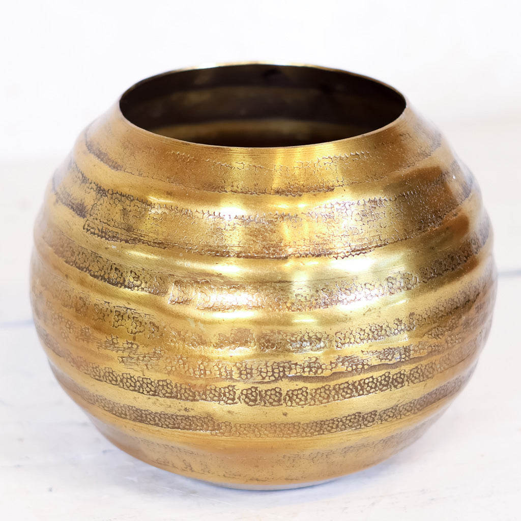 Aluminum Gold Grooved Bowl Large