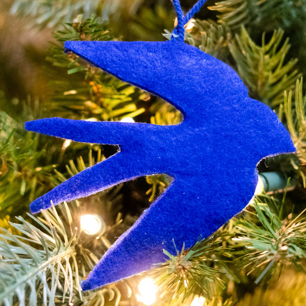 Stitched and Sequin Swallow Ornament