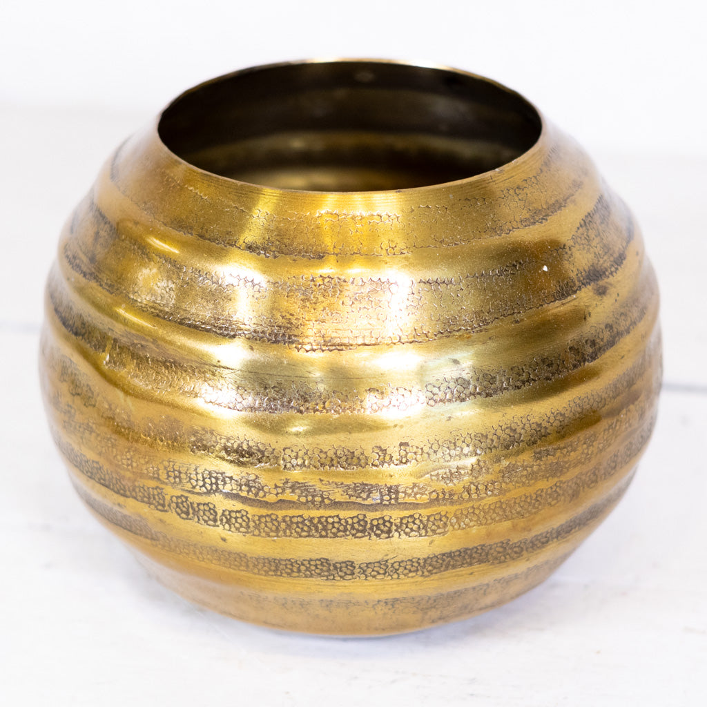 Aluminum Gold Grooved Bowl Large