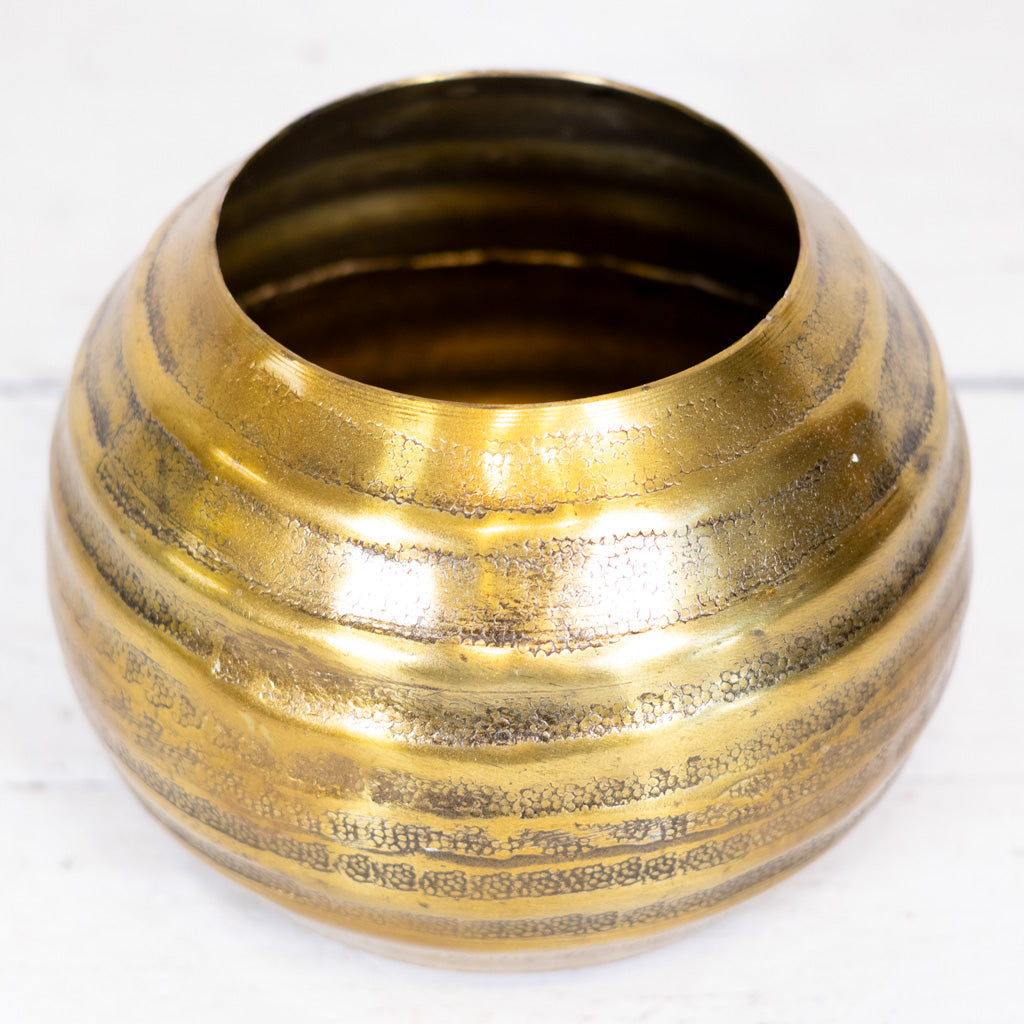 Aluminum Gold Grooved Bowl Large