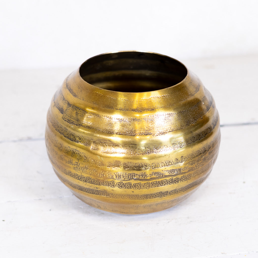 Aluminum Gold Grooved Bowl Large