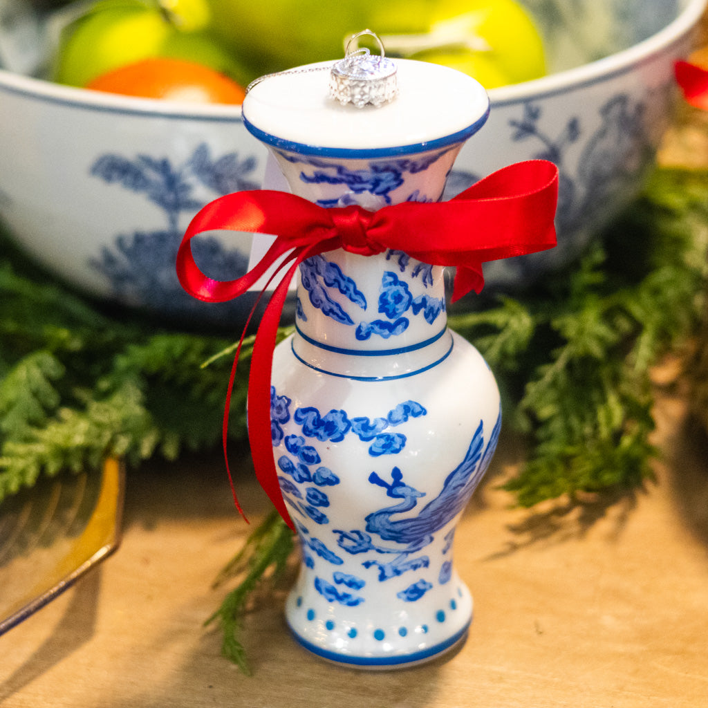 Glass Chinoiserie Vase Ornament Tall