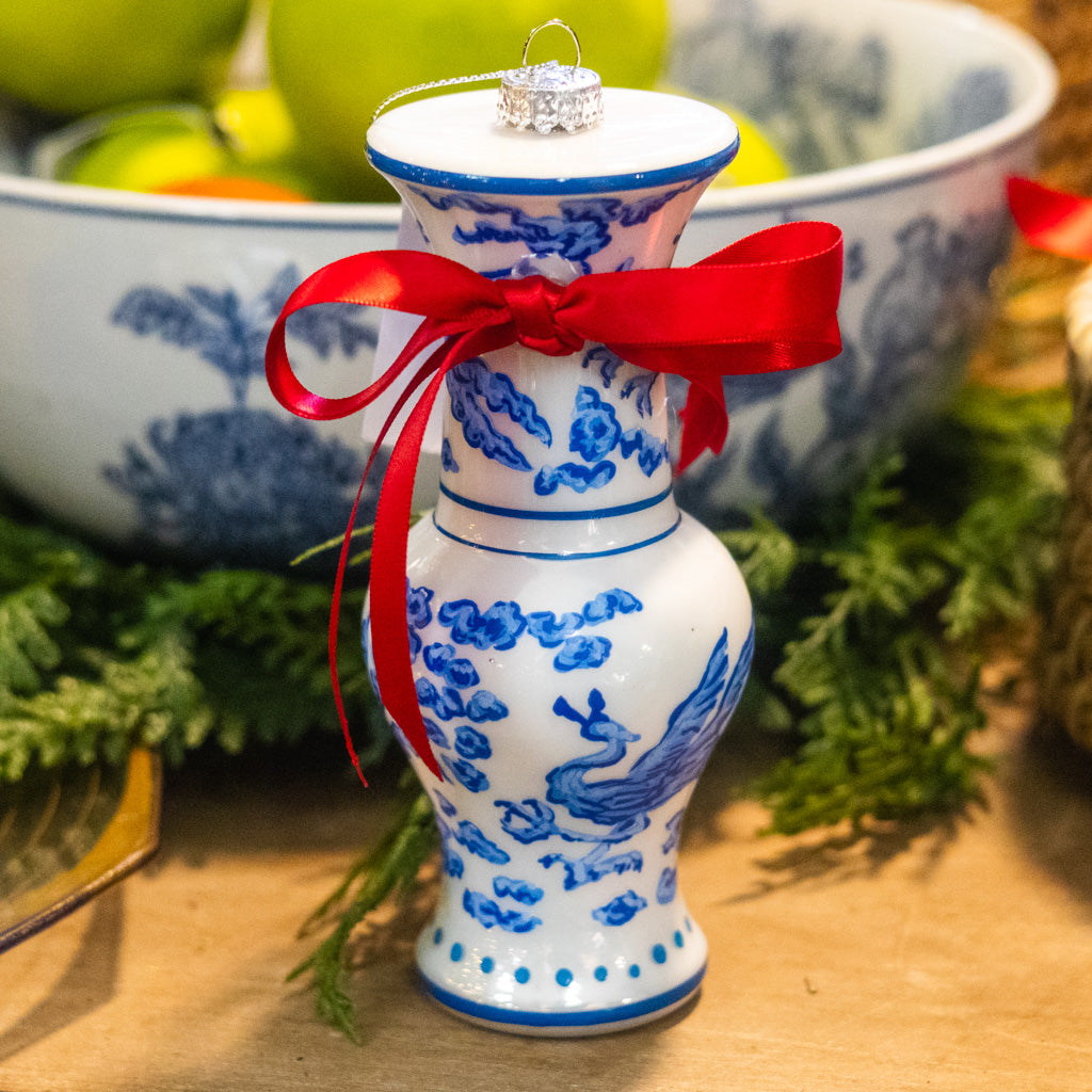 Glass Chinoiserie Vase Ornament Tall