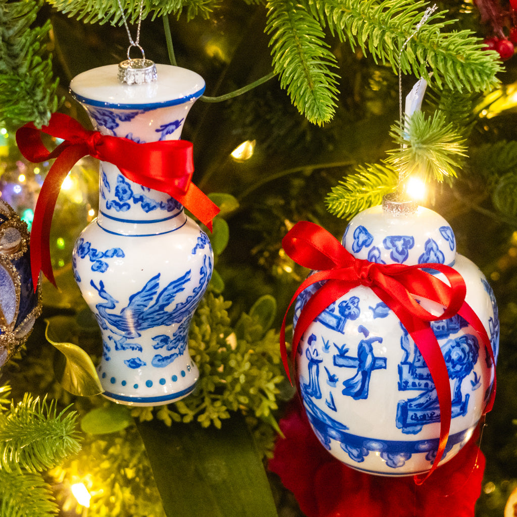 Glass Chinoiserie Vase Ornament Tall
