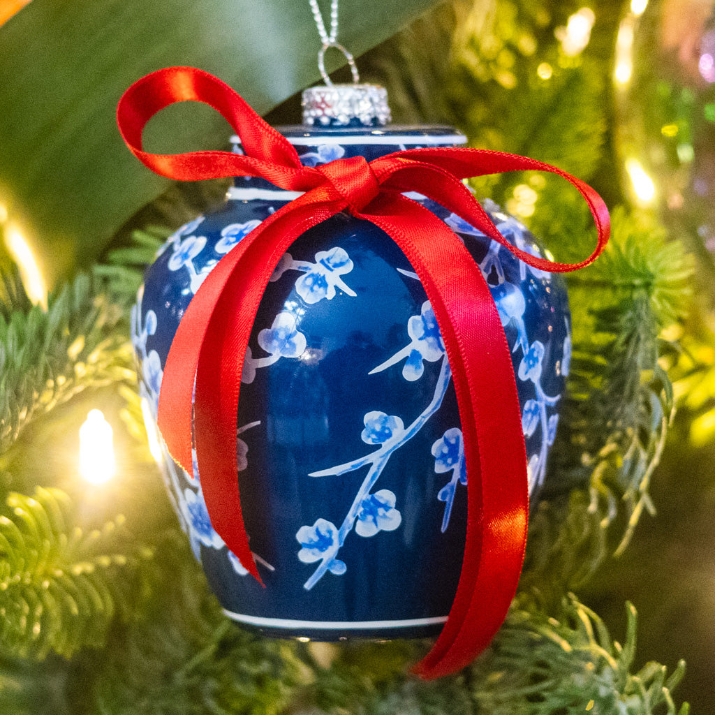 Glass Chinoiserie Ginger Jar Ornament Small