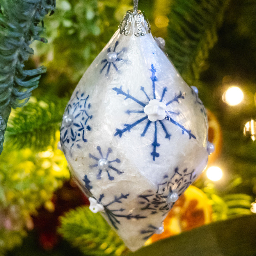 Capiz Snowflake Drop Finial Ornament