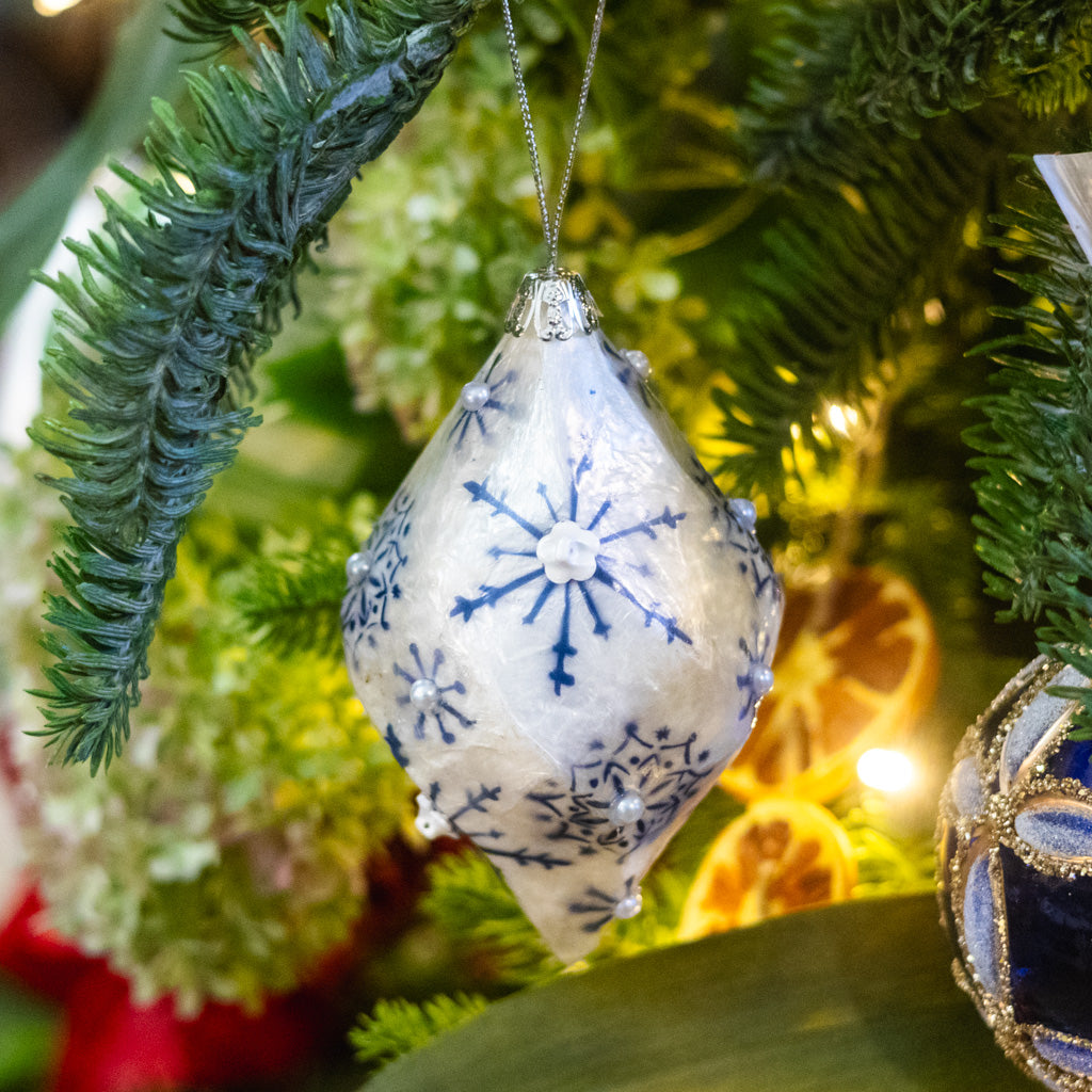 Capiz Snowflake Drop Finial Ornament