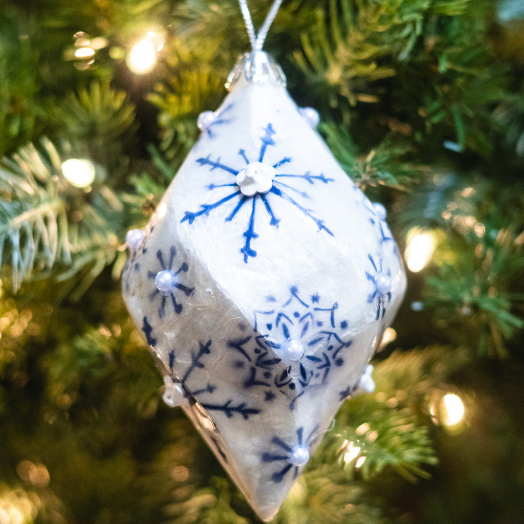 Capiz Snowflake Drop Finial Ornament