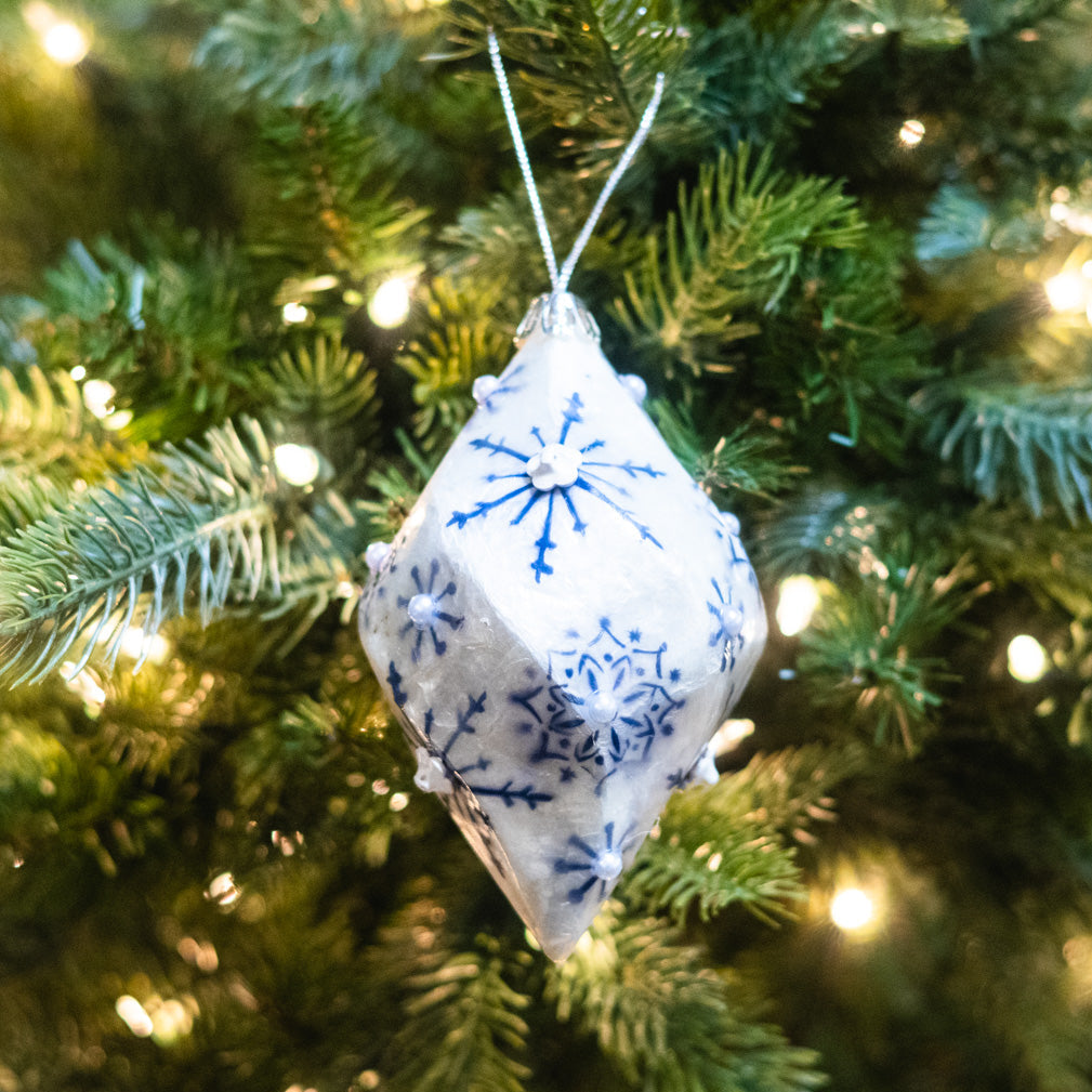 Capiz Snowflake Drop Finial Ornament