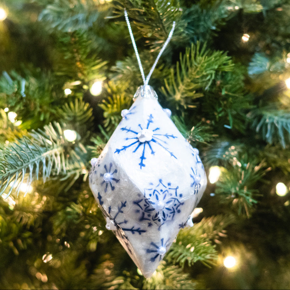 Capiz Snowflake Drop Finial Ornament