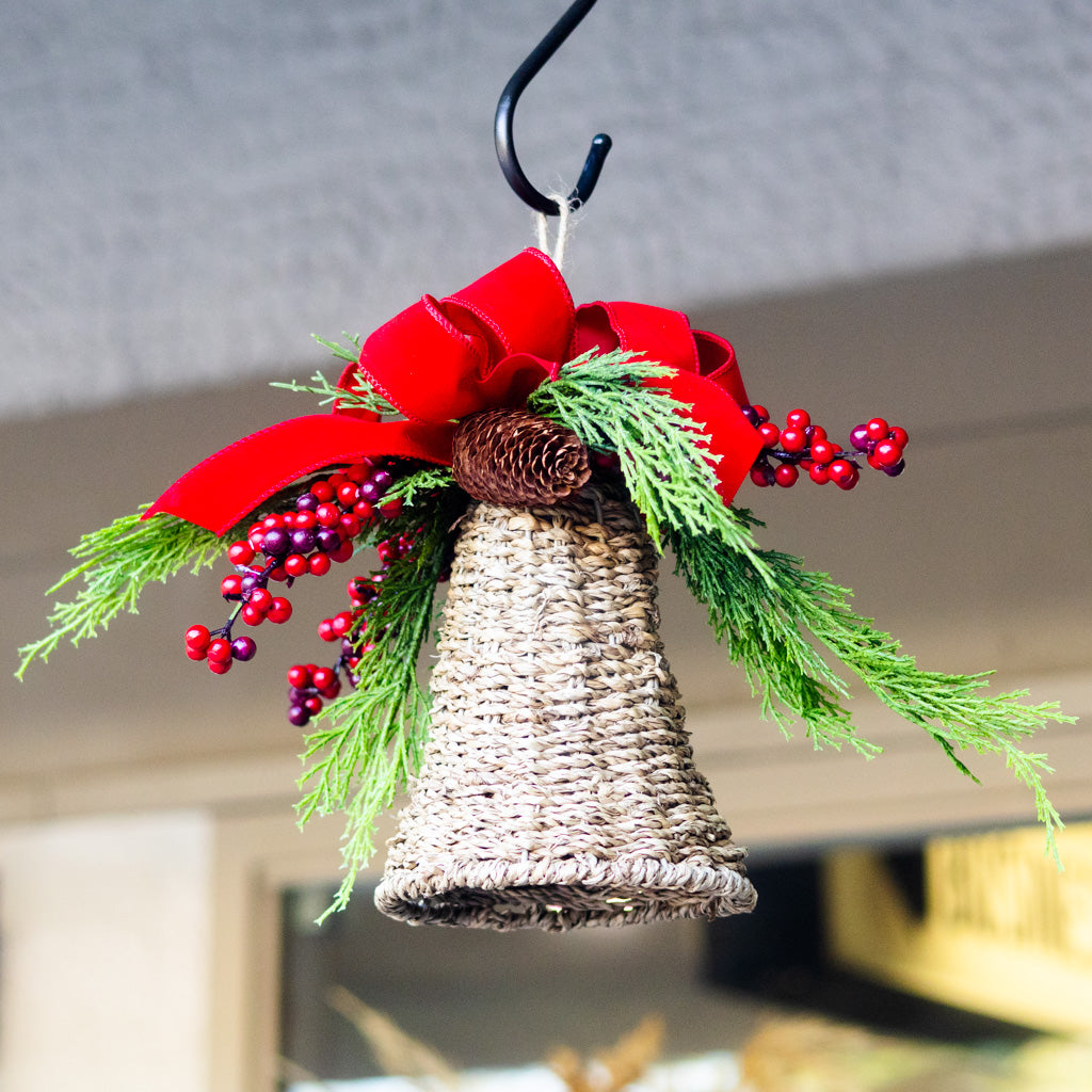 Embellished Red Hanging Woven Bell