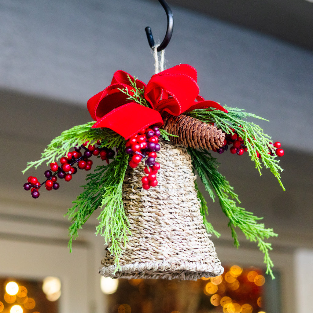 Embellished Red Hanging Woven Bell