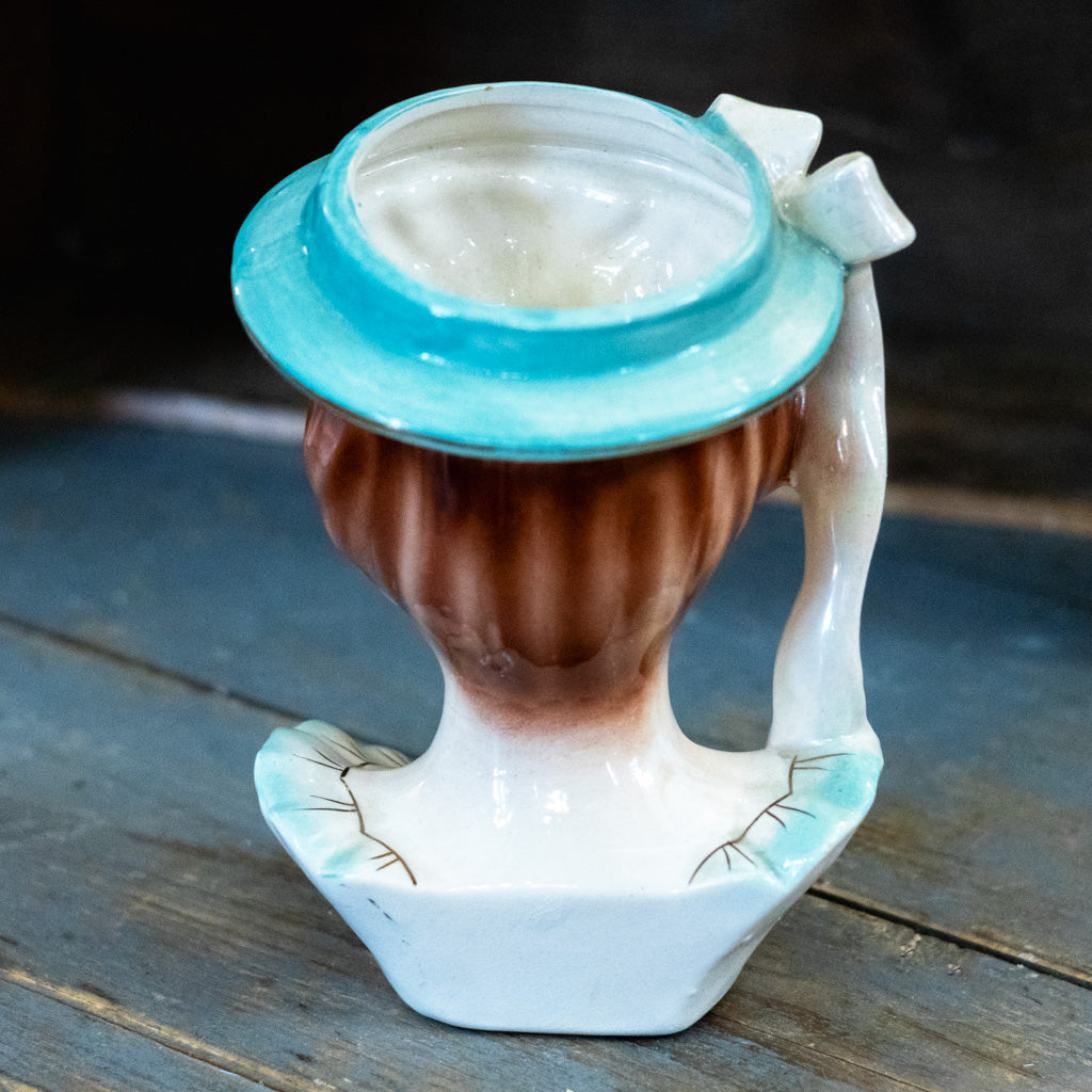 Vintage 1956 Teal Lady Head Vase