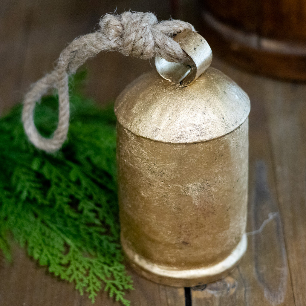 Antiqued Gold Iron with Jute Bell Tall