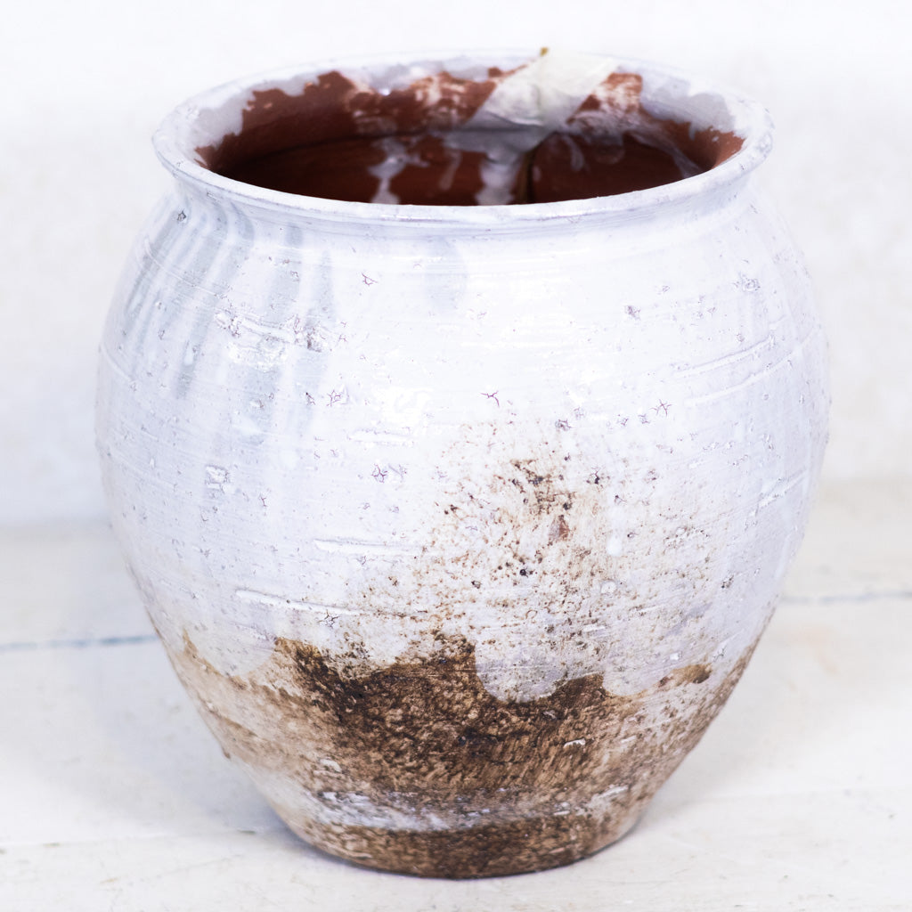 Arthur Terracotta Glazed Cream Gray Brown Vase