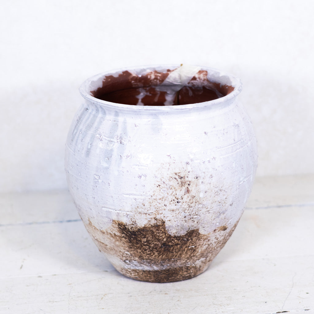 Arthur Terracotta Glazed Cream Gray Brown Vase