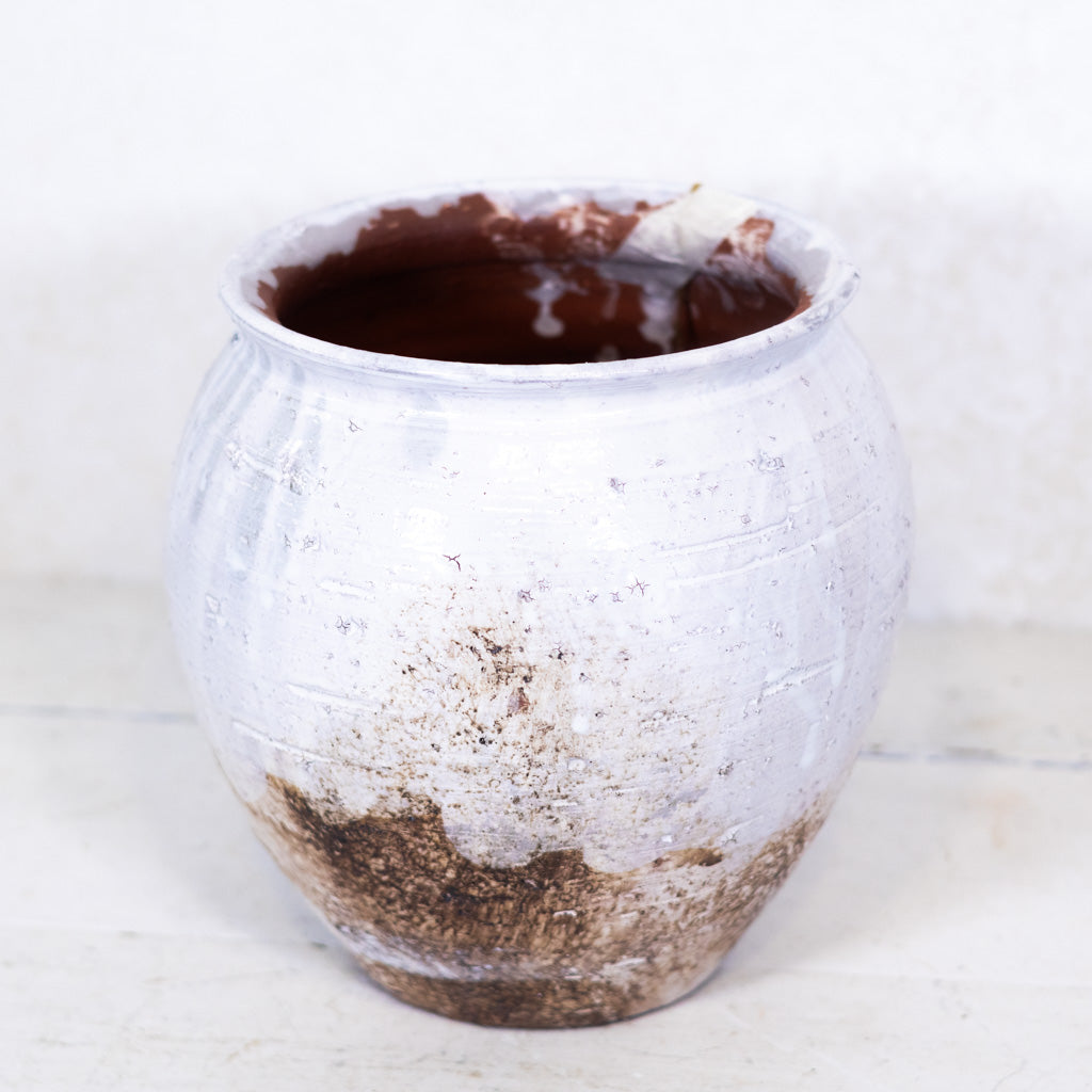 Arthur Terracotta Glazed Cream Gray Brown Vase