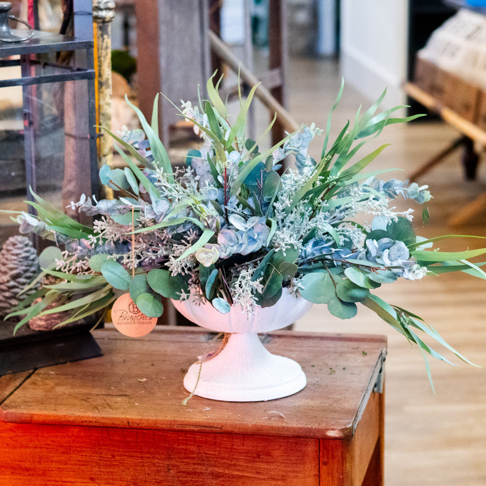 Faux Real Eucalyptus Blend Elongated Centerpiece Drop In