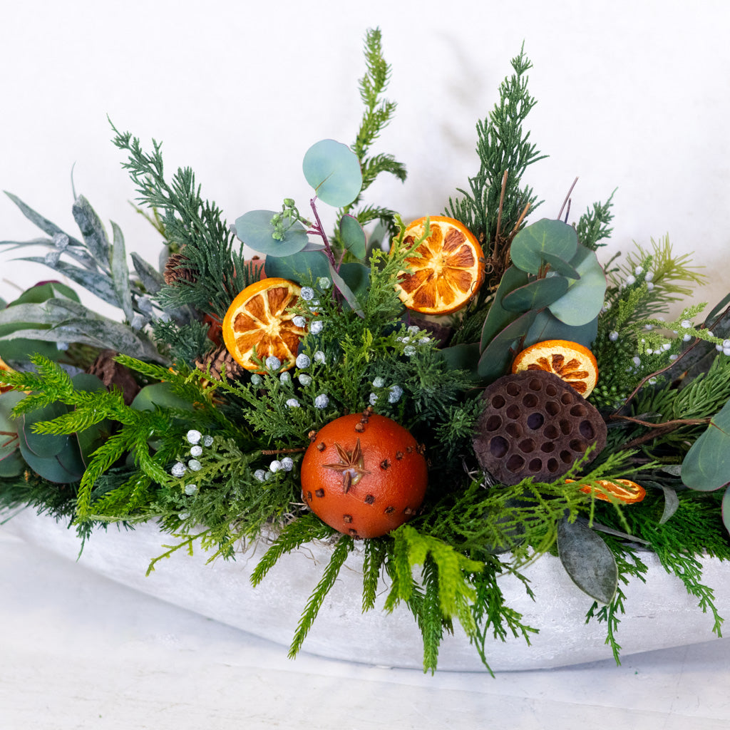 Orange Grove Evergreen Centerpiece