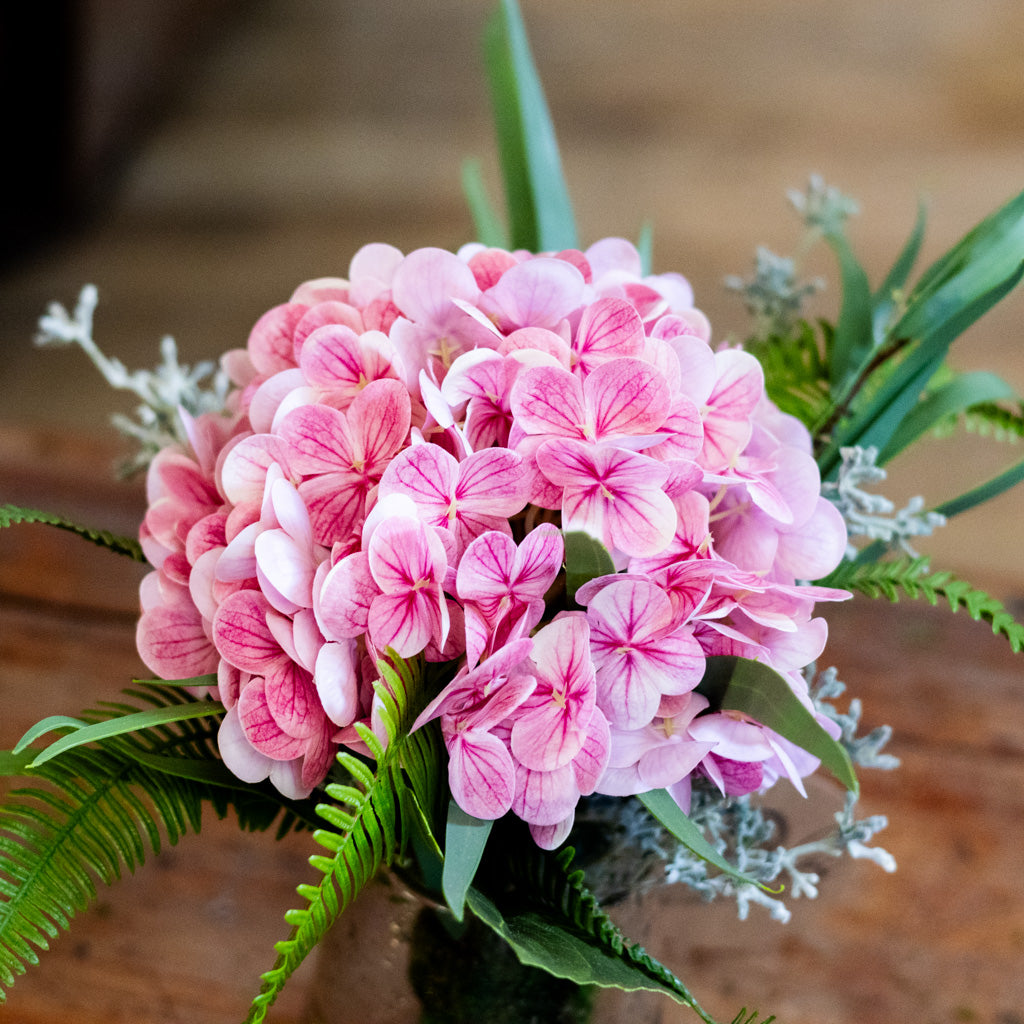 Single Pink Hydrangea Bouquet Drop In