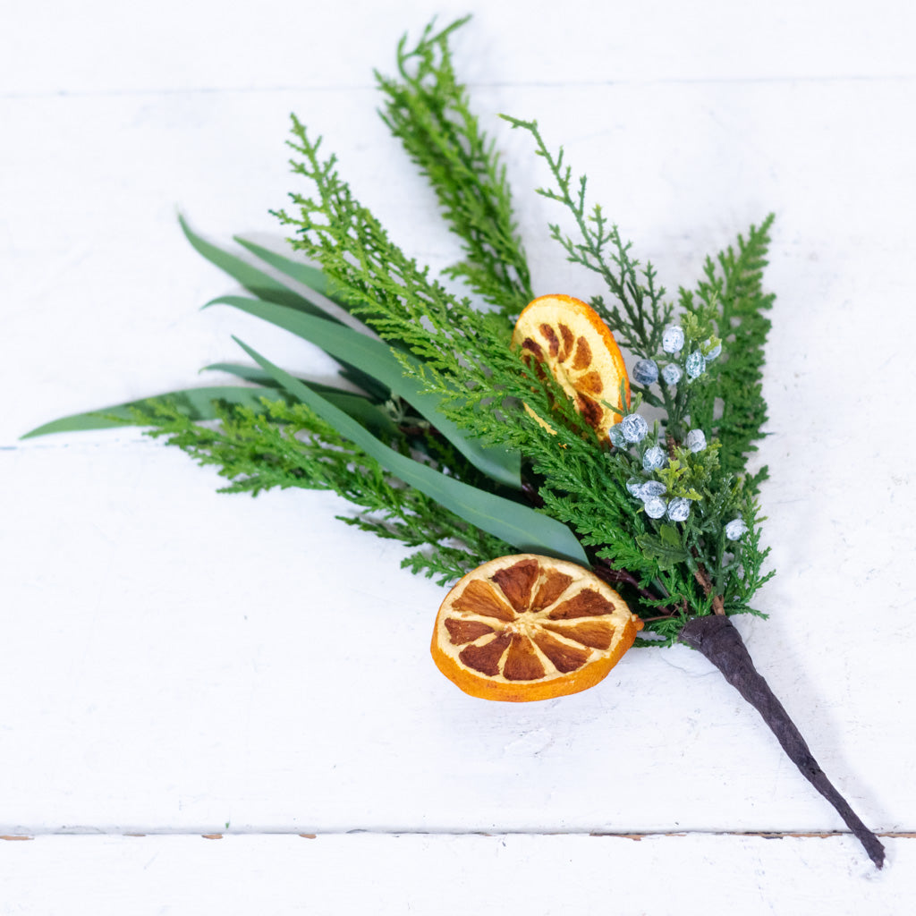 Orange Grove Evergreen Mini Bouquet