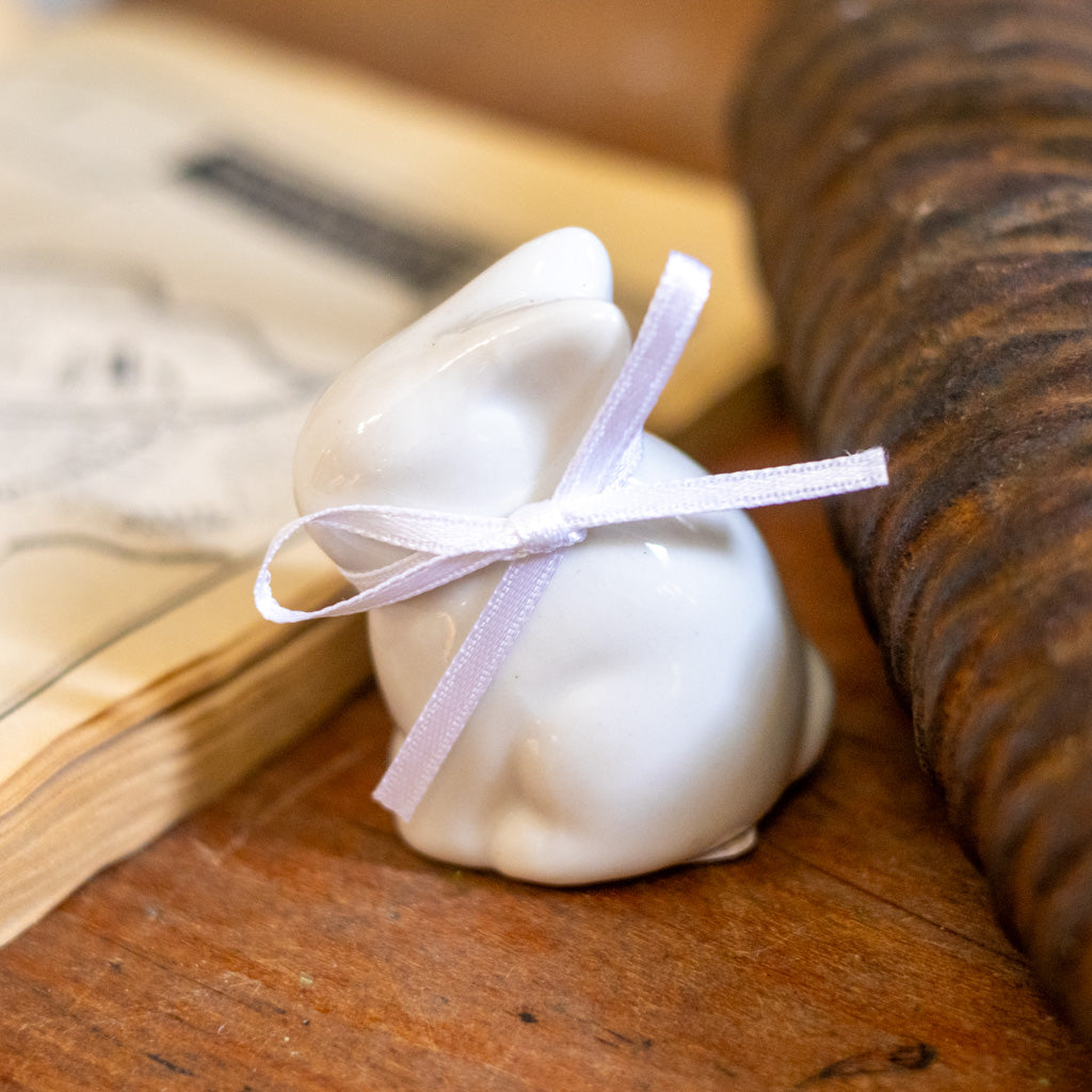 White Ceramic Baby Bunny with White Bow